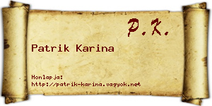 Patrik Karina névjegykártya